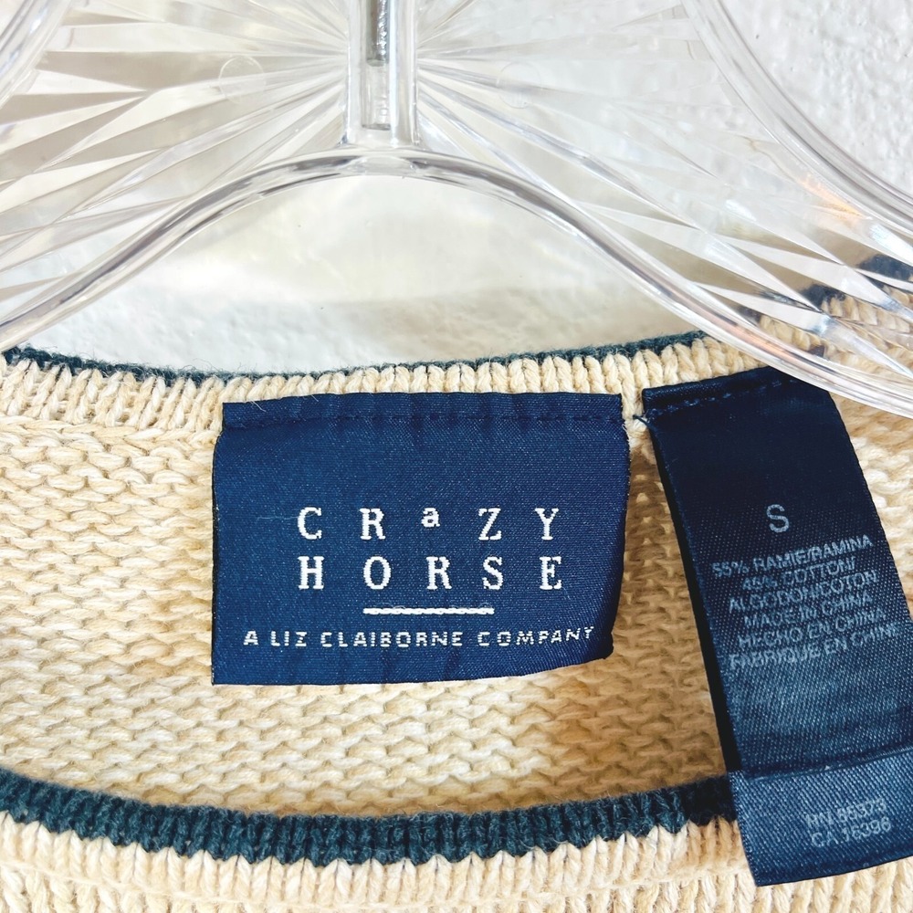 Crazy Horse Womens Cozy Knit‎ Sweater Size S Cream Neutral Winter Cabincore - Picture 4 of 9